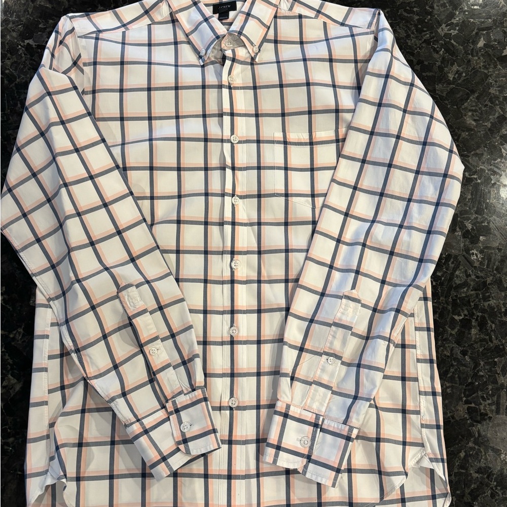 J. Crew Men's Plaid Shirt - Blue, White, and Red
